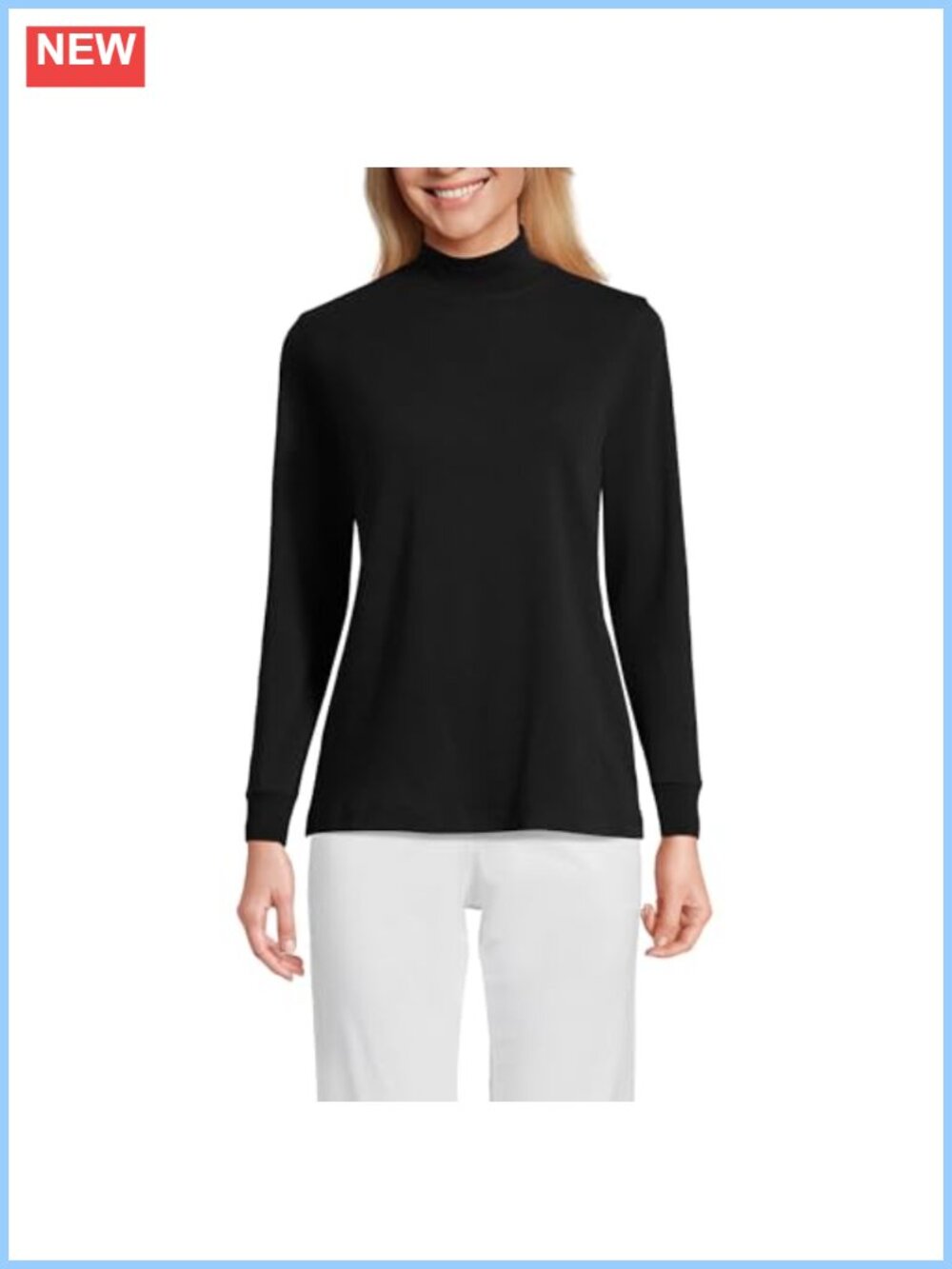 Cotton Mock Turtleneck Long Sleeve Relaxed Fit Pullover Sweater
